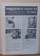 1934 magazine ad for Erector Sets - Boy Engineers win Big Prizes, no.7 set