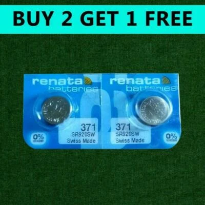 2 x Renata 371 1.55v Watch Cell Batteries SR920SW Mercury Free Battery 371 - Image 1 of 4