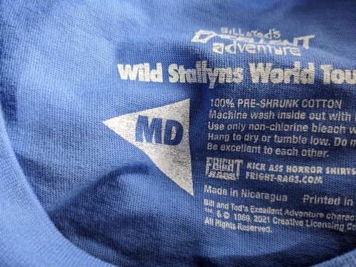 Wyld Stallyns World Tour TShirt Bill And Ted Medium Blue New - Picture 4 of 4