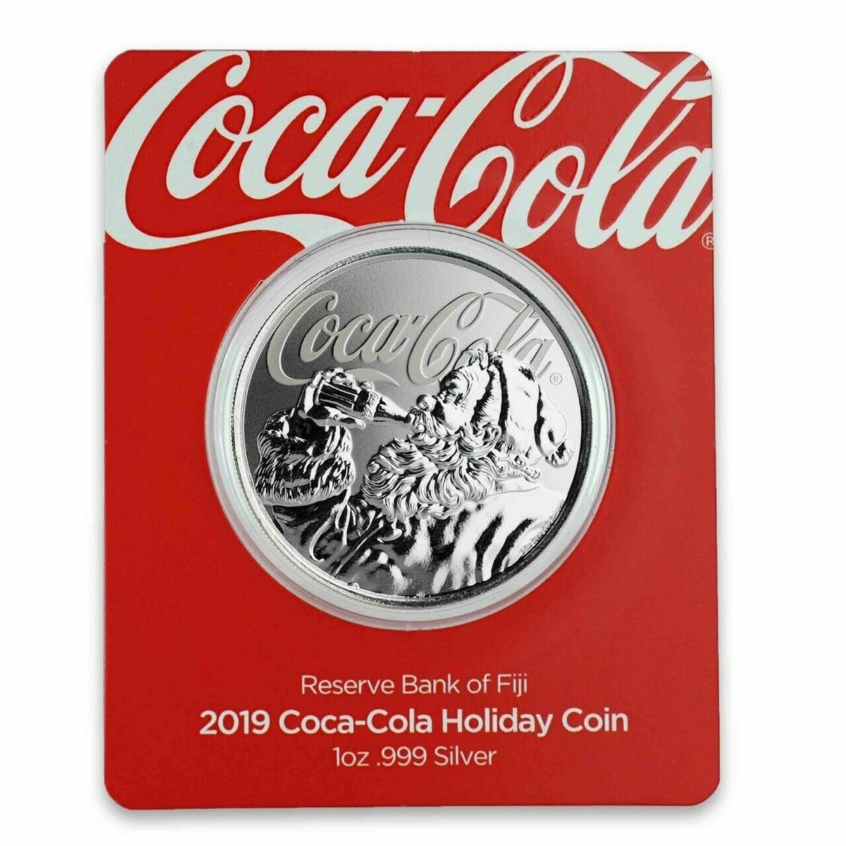 コレクション 2019 Coca-Cola Holiday Coin 1oz Silver Fiji 2019 1$ COCA COLA Holiday Coin Santa Claus Christmas 1oz