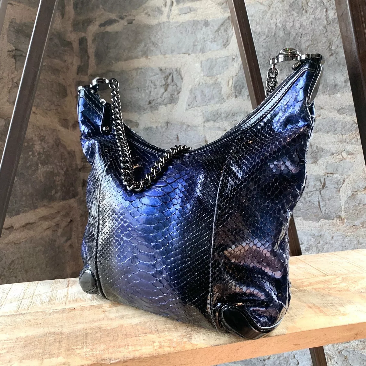 Gucci Navy Python Hobo Bag