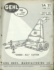 GEHL BROS. "SHRED-ALL" CUTTER SA 21 Form 1773 Manuale ricambi trattore