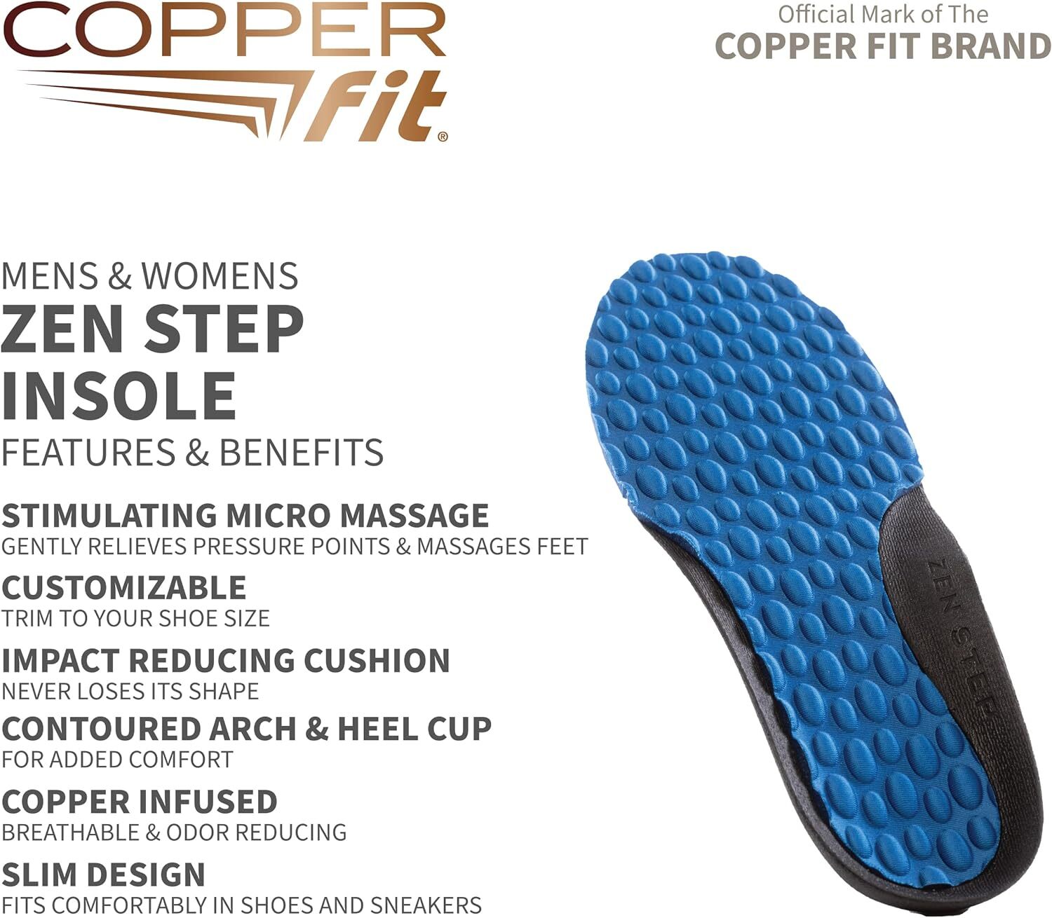 Copper Fit Men's Zen Step Comfort Insole, Size 814 Blue eBay