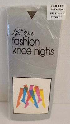 Vintage LIS-MAR Fashion Knee Hi Stockings 100% Nylon, One Size 8.5-11, Coffee