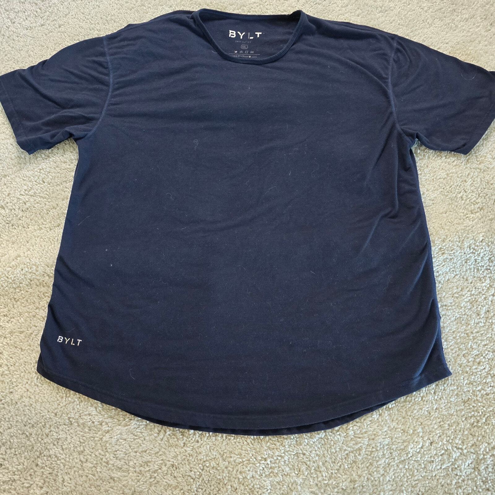 BYLT Basics Mens Lux Performance Workout Gym Shirt XXL 2XL Navy Blue 