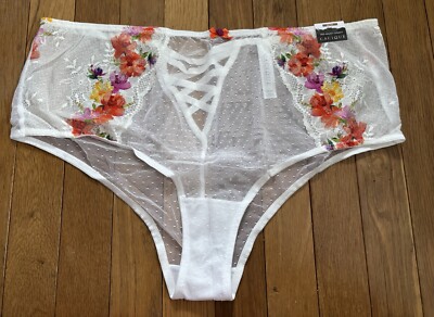 Plus Size 22/24 Lane Bryant Cacique Mid Waist Cheeky Panty White Lace Bridal