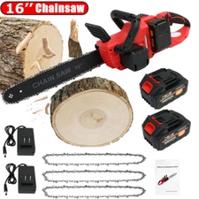 16'' Electric Cordless Chain Saw 1350W Handheld Chainsaw W/2 Battery Powered US