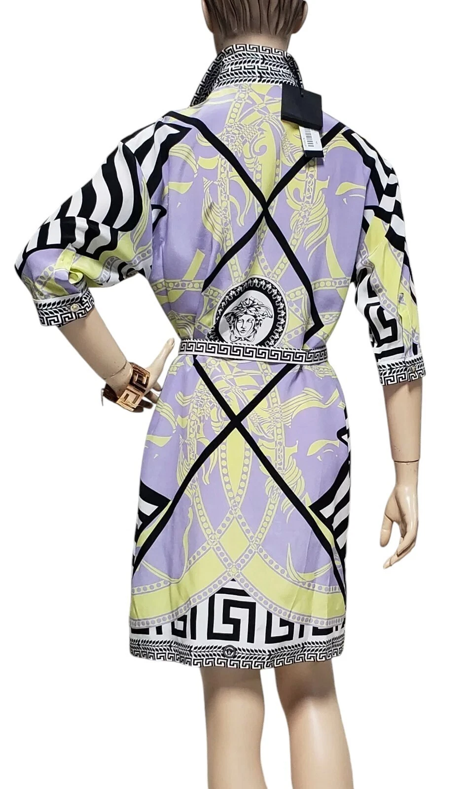 Abito camicia in seta con stampa Versace Wave the Flag 40 4