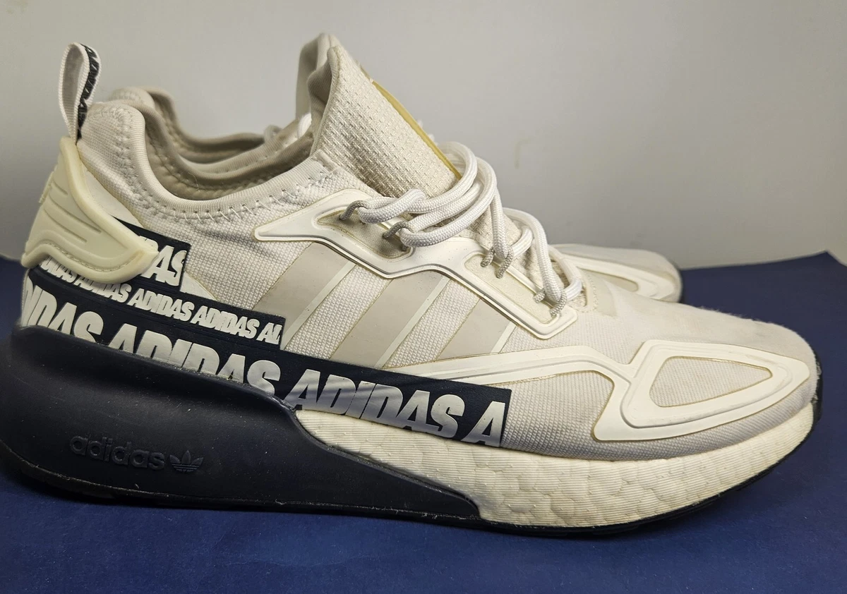 Adidas ZX 2K Boost Bold Logo FX7036 Blue White Graphic Mens Shoe Size 11.5 Adidas ZX 2K Boost Bold Logo Graphic - White Navy for sale  main image 2