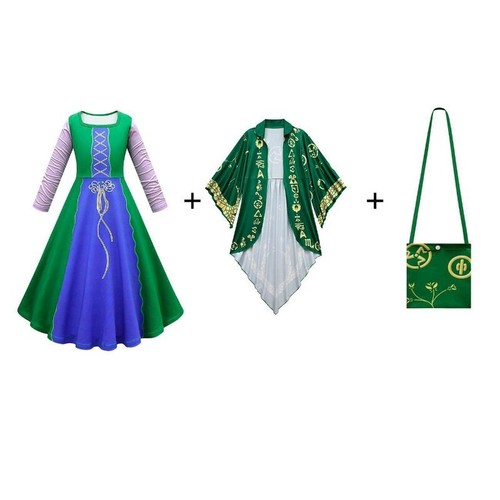 Kids Girls Hocus Pocus Sarah Sanderson Cosplay Costume Dress Halloween Outfit - Picture 27 of 28