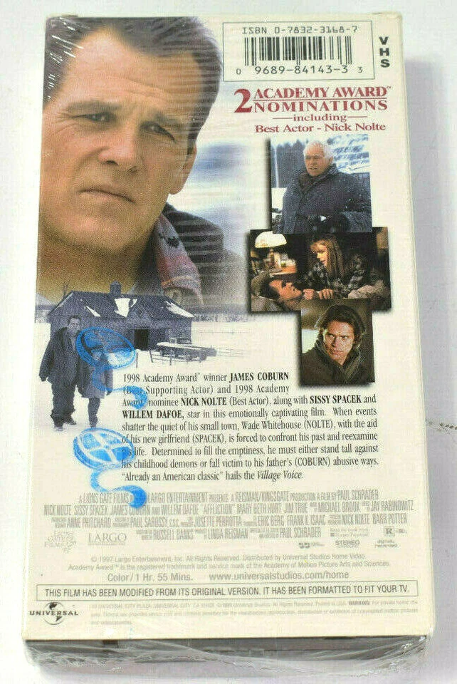1999 Affliction Movie VHS Nick Nolte Sissy Spacek Watermark Factory Sealed - Image 2 of 4