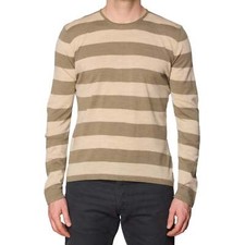 ONES Brown-Beige Striped Loro Piana Wool Super 150's Knit Crewneck Sweater EU 50