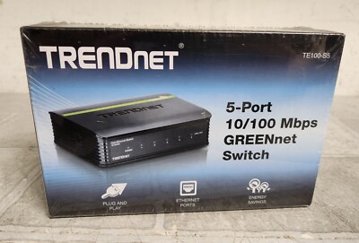 NEW TRENDnet 5-Port 10/100 Mbps GREENnet Switch 