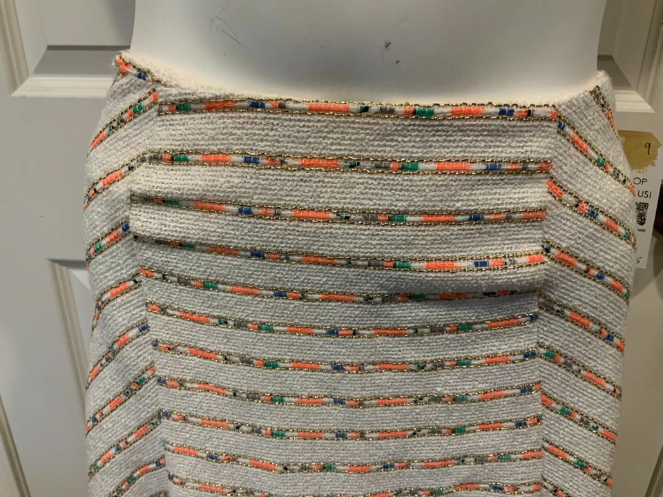 Maeve White W/ Multicolored Stripes Knit A-Line Skirt, Size 12 (US) - Image 2 of 4