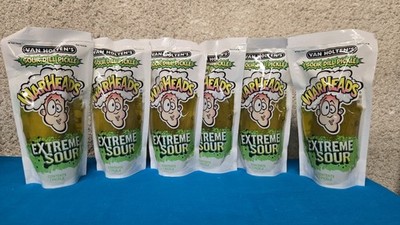 6X Pouches Van Holten s WARHEADS Extreme Sour Jumbo Dill Pickle In-A-Pouch