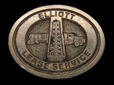TE03114 VINTAGE 1970s  ELLIOTT LEASE SERVICE  OILFIELD BELT BUCKLE