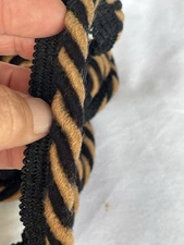 NOS 3/8" brown black trim rope cord twist wool lip flange 5 yards not continuous