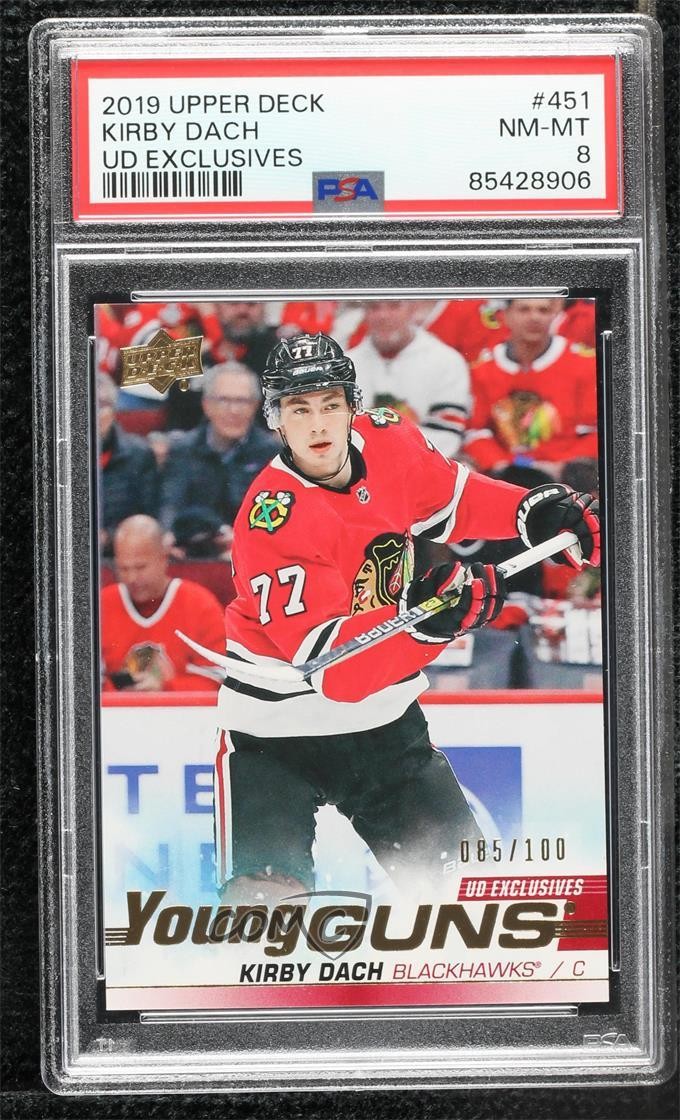 2019-20 Upper Deck Young Guns UD Exclusives 85/100 Kirby Dach #451 PSA 8 8p8