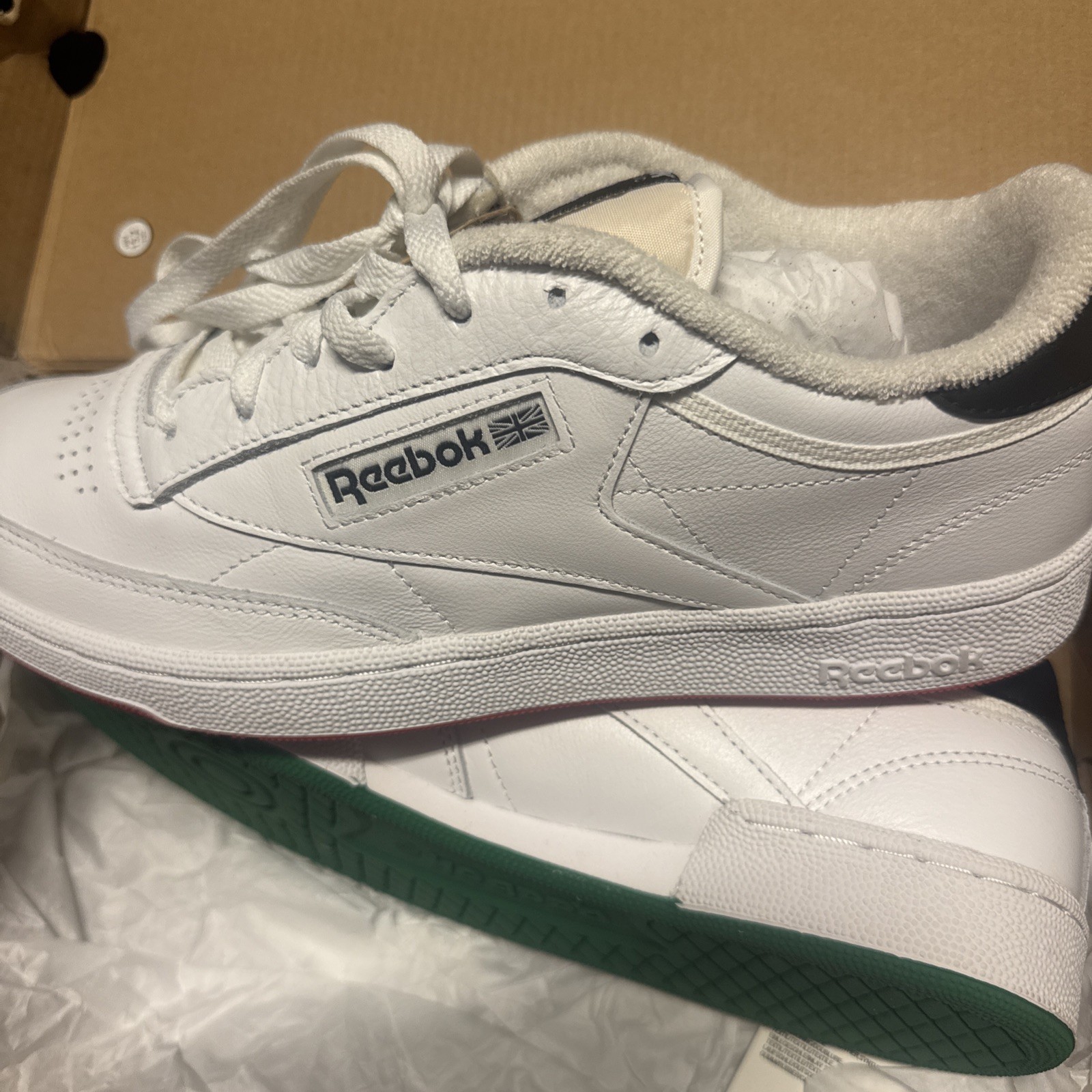 Size 10 Reebok Club C 85 Chalk Sneakers Classic White Fashion Shoes