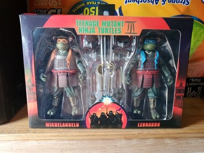 NECA Teenage Mutant Ninja Turtles Time III 3 Movie Michelangelo Leonardo 2 Pack