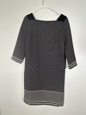 Ann Taylor Black Beige Polka Dot Stripe Shift Dress Size 4 Square-Neckline