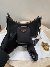 Prada Re-Edition 2005 Saffiano Leather Hobo Bag Chain Shoulder Crossbody Bag