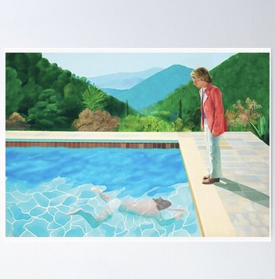 David Hockney Portrait eines Künstlers (Pool mit zwei Figuren) kleines Poster