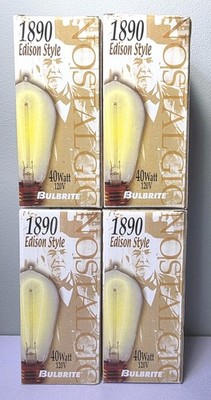 (4) Bulbrite 134018 40W 120V Nostalgic Edison Hairpin-style Bulbs NEW SEALED 