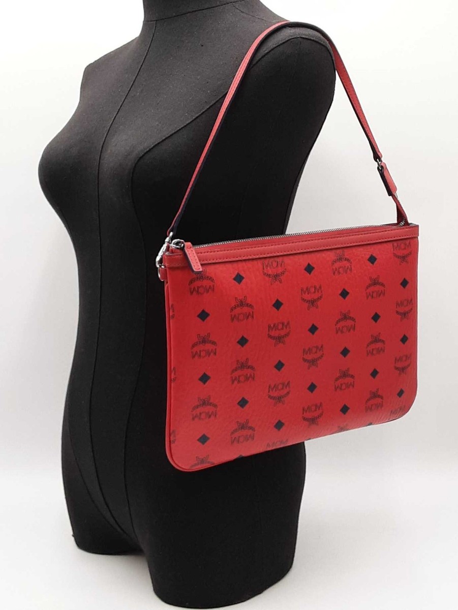 Mcm Zip Top Pouch In Ruby Red Visetos Coated Canvas Fw1215lprdu | eBay