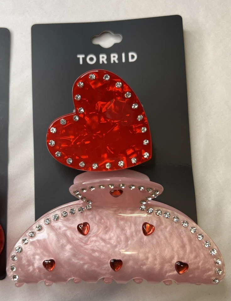 Torrid Lot of 2 Pack Hair Clips Pink and Red Heart Clips Fruit Clips New - Image 3 of 4