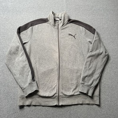 Puma Track Jacket Mens Large Gray Athleisure Performance Pocket Stretch Adult