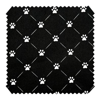 novely  OXFORD 210D - D19 Pfoten Schwarz Weiß Raute 3x3 - Bedruckter Polsterstof