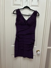 Valerie Bertinelli Purple Body con Evening Party Cocktail Dress Size 8