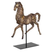 Uttermost Caballo Dorado Horse Sculpture Aged Silver, Subtle Gold, Black Iron