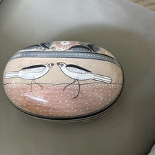 Vintage Tonala Pottery Oval Trinket Box Mexico 5” Artist Signed