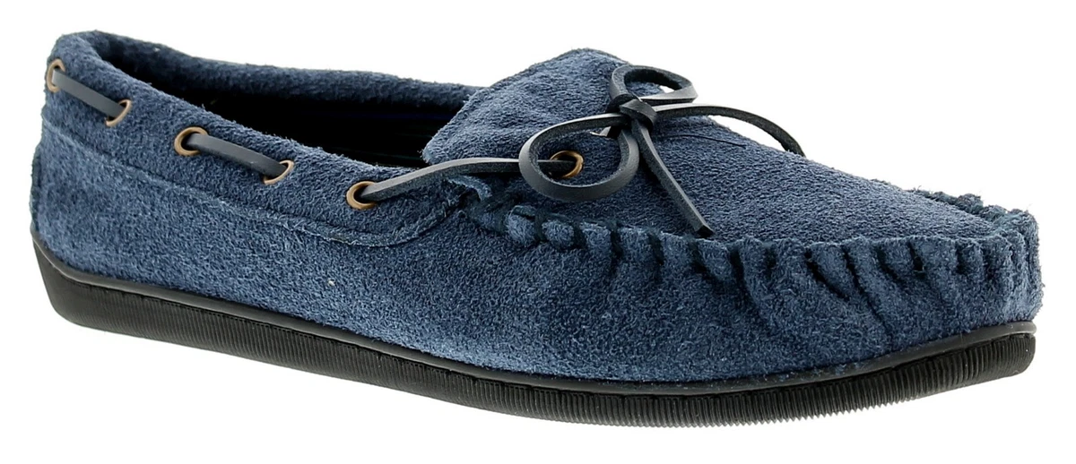 Mokkers Oliver Men's Suede Moccasin Slippers | Real Wool Lined | Navy Blue | UK Size 7