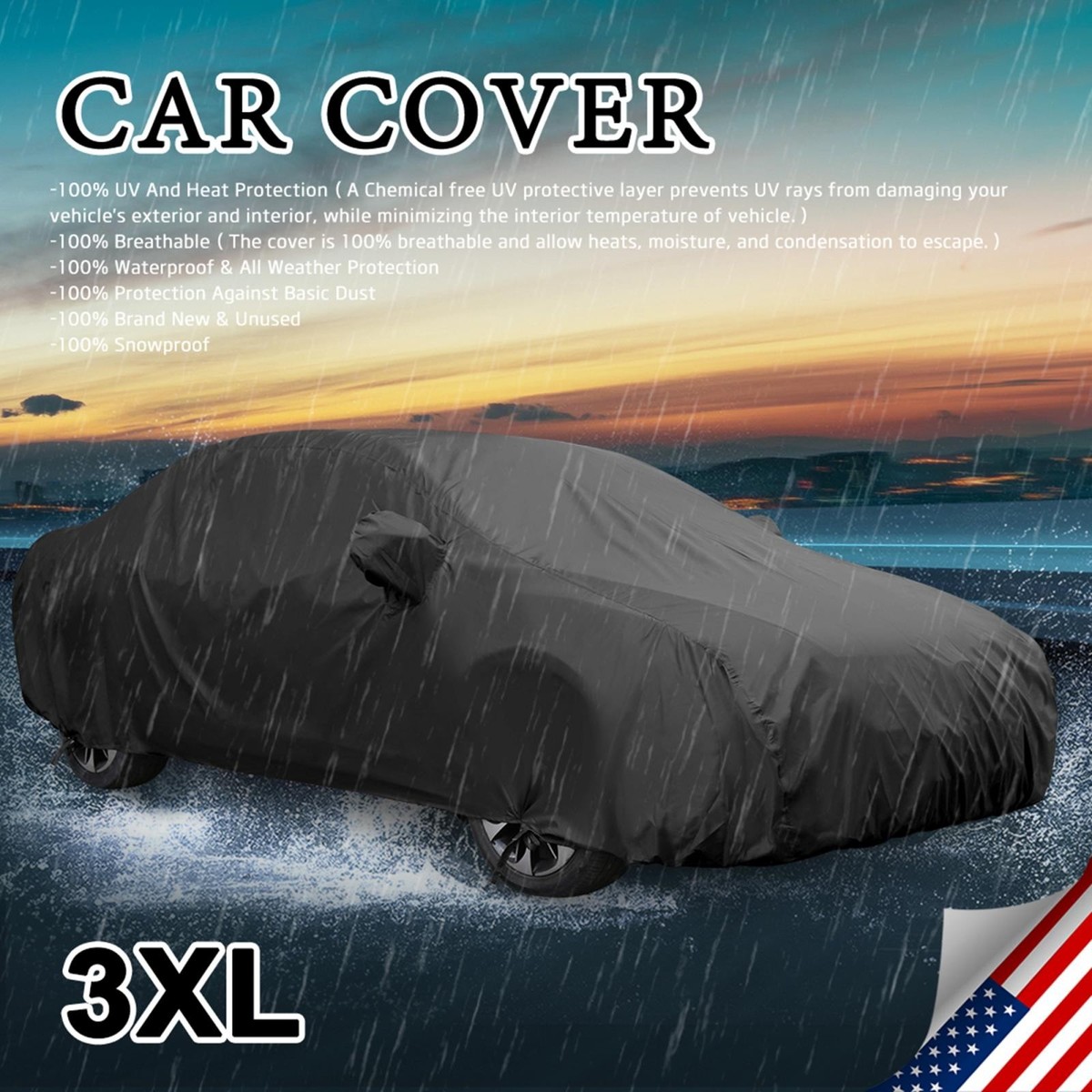 KEYOOG Heavy-Duty Waterproof Car Cover For Sedans - All Weather Protection With Reflective Strips & Windproof Design