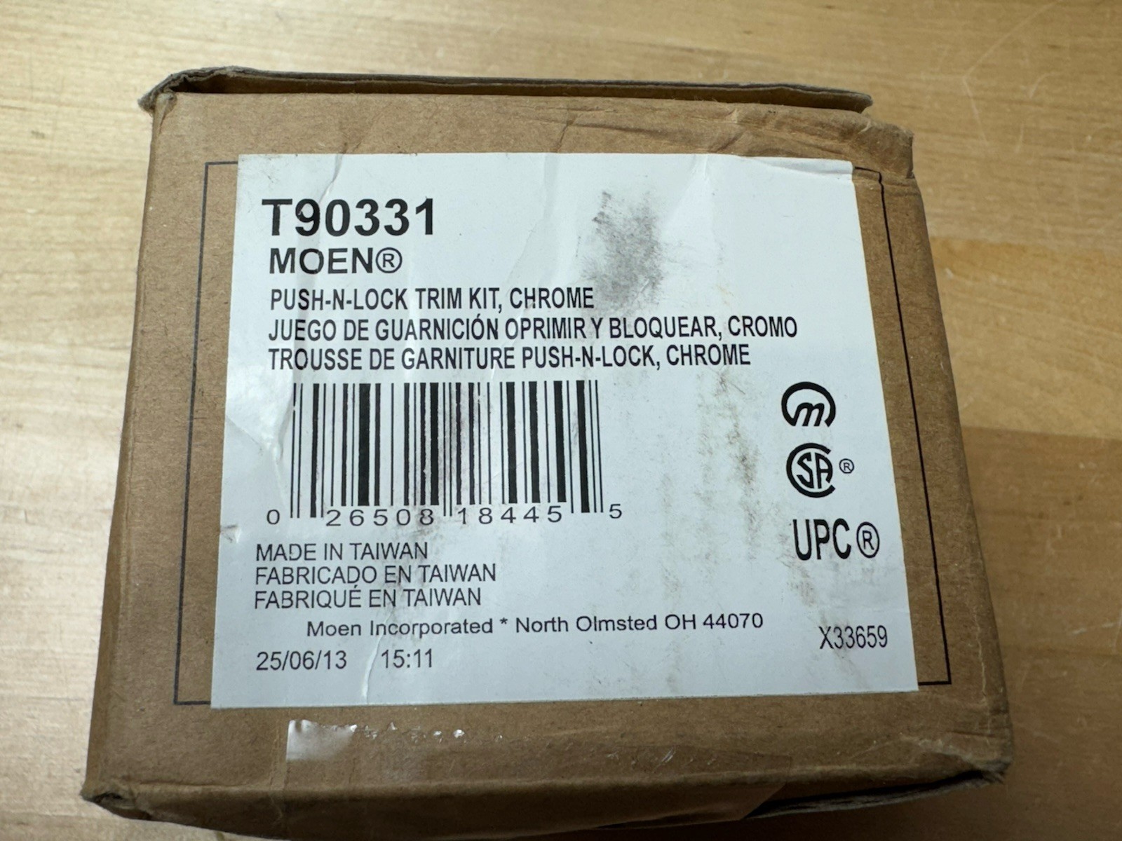 MOEN T90331 1-1/2" Threaded Tub Drain Kit with Push-N-Lock Drain Assembly Chrome