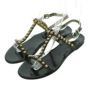GIVENCHY Women's Black Leather Sandals 36/23cm Stud Strap Used thumbnail 10