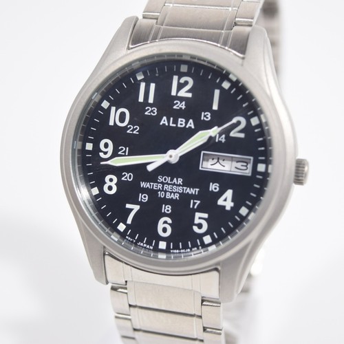 Orologio da campo militare SEIKO ALBA V158-0AX0 a energia solare DayDate come nuovo con scatola - Foto 2 di 19