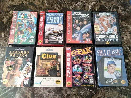 Sega Genesis 8 Complete Game Lot Tecmo Bowl III SONIC SHINOBI STREETS & More
