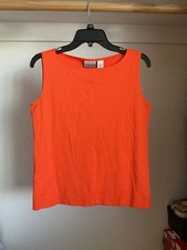 Chico's Women Size 1 Sleeveless Tank Top Orange Nylon/Spandex Made in USA