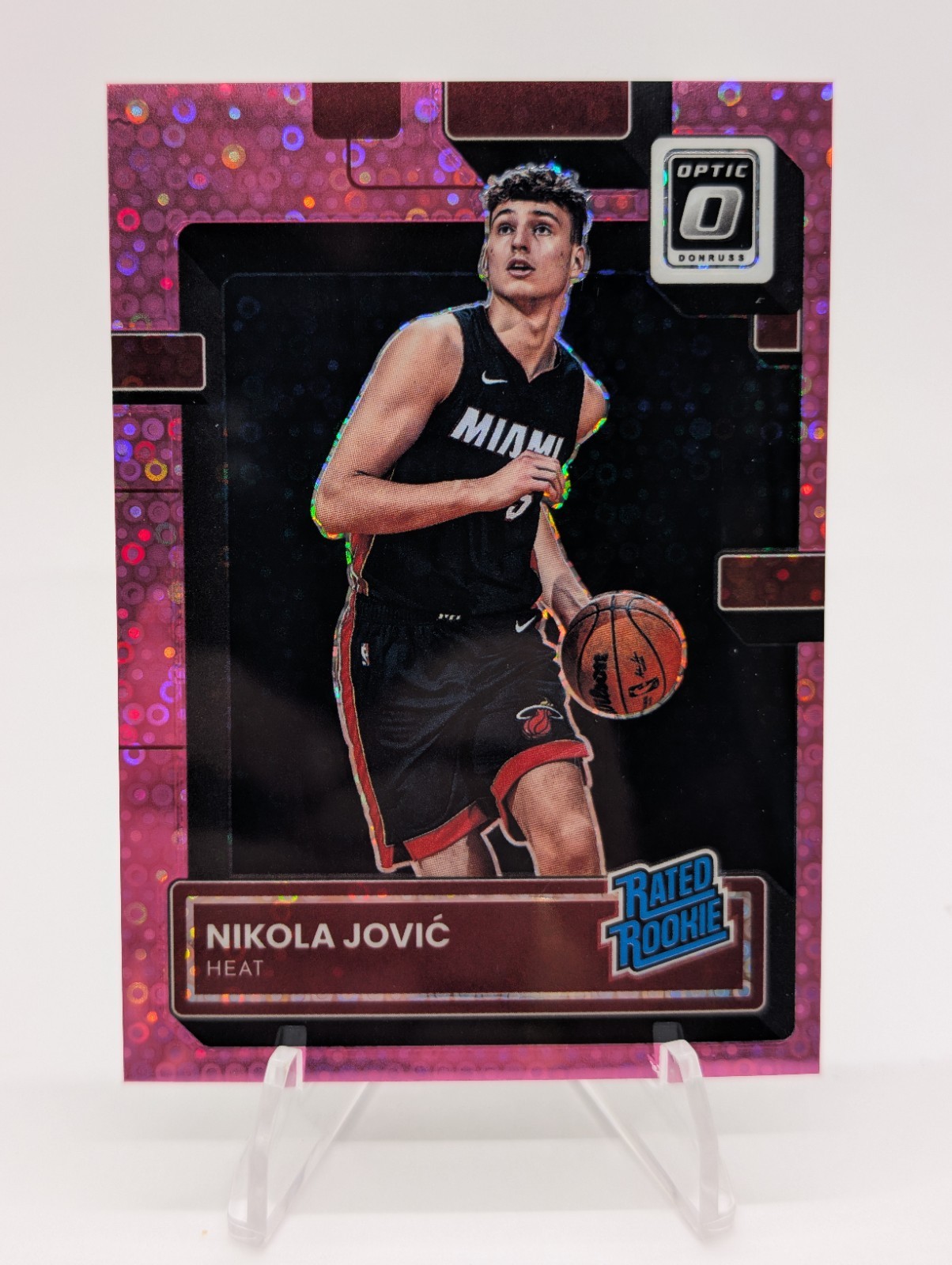 2022-23 Panini Optic Rated Rookie Nikola Jokić Pink Prizm #5/25 RC JERSEY MATCH
