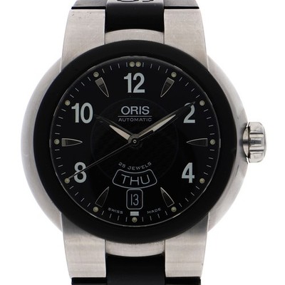 ORIS 7518-44 round black Dial Automatic Stainless Steel Rubber Men s