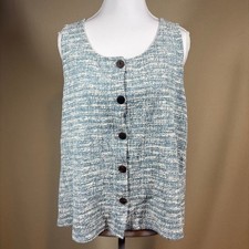 W5 Womens Y2K 90s Vest M Pastel Blue Tweed Bo...