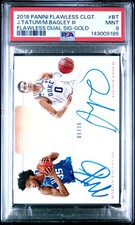 2018 Panini Flawless Collegiate Jayson Tatum/Marvin Bagley Gold Auto /10 PSA 9