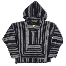Iguana Jack Mexican Poncho Hoodie Pullover Black Drug Rug Large Surfer Skater