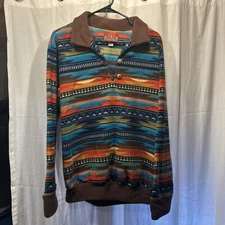 Western Wits Pullover Mens S Southwestern Navajo Aztec Tribal Fleece USA Made