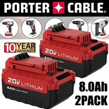 2PACK 20 Volt 8.0Ah Lithium-ion Battery for Porter Cable 20V MAX PCC685L PCC680L