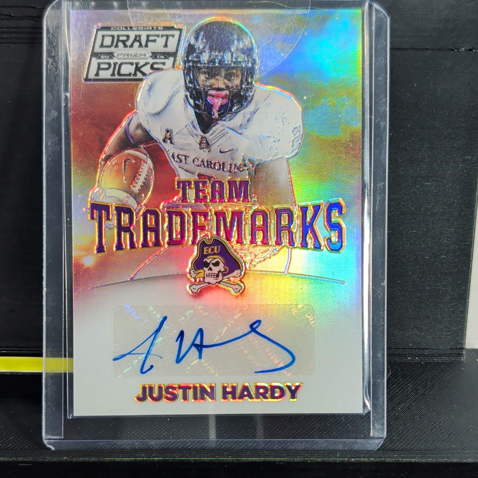 Panini 2015 Prizm Draft Picks Team Trademarks Justin Hardy #27 Silver Auto RC